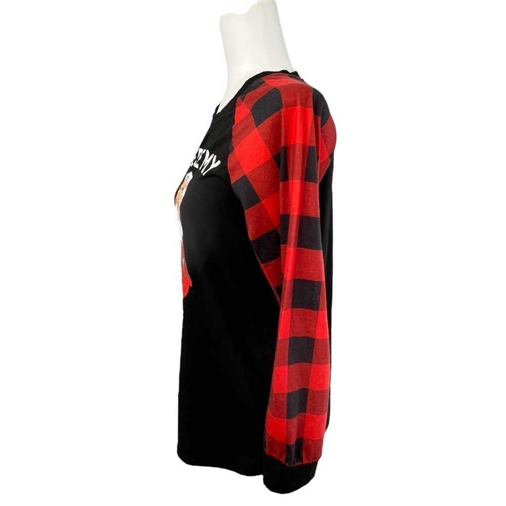 Black and Red Long Sleeve Funny Graphic Christmas Tee - Picture 6 of 9